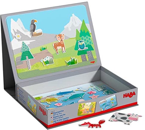 HABA 306279 - Magnetspiel-Box Welt der Tiere, Motorikspielzeug ab 3 Jahren