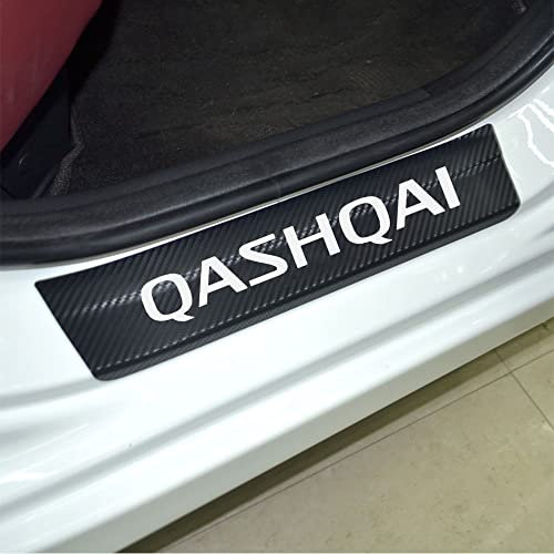 Qirc Carbon Fiber Car Door Sill Protector, Kick Wear Pedal, Nissan Qashqai Sticker, White