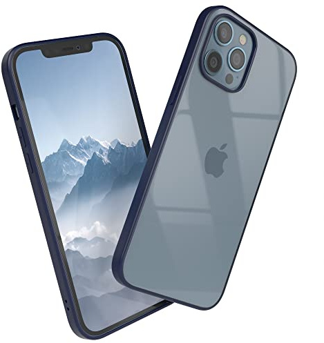 EAZY CASE Clear Hybrid Bumper Hülle kompatibel mit iPhone 12 Pro Max, Handyhülle mit Ultra Aufprallschutz, Stoßfest und Kratzfest, dünne Schutzhülle mit Kameraschutz, Cover Handy Case, Nacht Blau