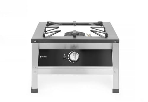 HENDI Réchaud à Gaz Professionnel Hokker XL pour Utilisation en Intérieur, avec Thermocouple et Allumage Électronique, Compatible Gaz Propane et Butane, 10,8kW, 580x650x(H)400mm, Acier Inoxydable