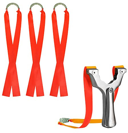 12 elastici piatti in gomma da 1 mm di spessore, elastici di ricambio per fionda catapulta, caccia, catapulta (rosso)