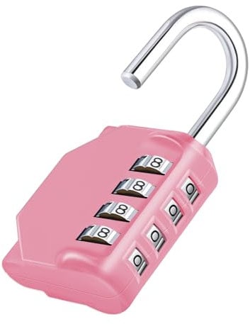 ZHEGE Zahlenschloss 4 Stellig, Vorhänge Vorhängeschloss mit Zahlencode für Fitnessstudio, Spindschloss, Vorhangschloss Ziffern Wetterfest für Tür, Gartenzäunen (Rosa)