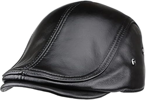 Herren Echtes Rindsleder Newsboy Cap Lederhut Verstellbare Baskenmütze Klassische Golf Flat Ivy Cap Gatsby Fahren Angeln Hut