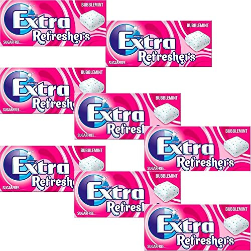 8 x 7pcs Extra Refreshers Bubblemint Sugarfree Chewing Gum Handy Box