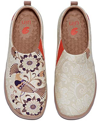 UIN Mocasines de lona para mujer, diseño de gato colorido, para primavera y verano, zapatos de viaje pintados, multicolor, La elegante Hoopoe, 41 EU