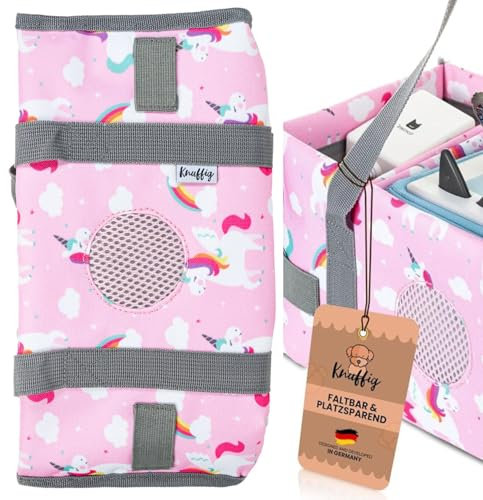 Knuffig Toniebox Tasche - Tragetasche für Toniebox & Zubehör, Aufbewahrung für Figuren, Musikbox Tasche für 2 Boxen, Abnehmbare Trennwände, Perfekt für Kinder & Reisen (Einhorn rosa)
