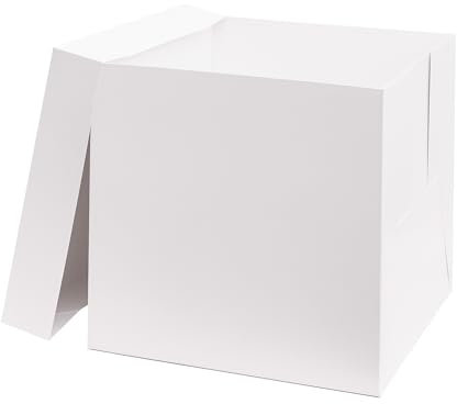The Baked Studio - 12 Inch Tall White Cake Boxes With Lids (12x 12x 12, Pack of 5)