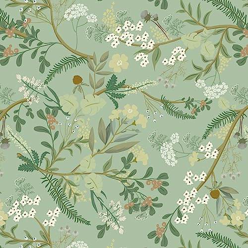 CiCiwind Selbstklebende Tapete Grün Blumen Tapete 40×600cm Wasserdicht Möbelfolie Selbstklebend Hellgrün Abnehmbar Wandverkleidung Selbstklebend Wand Schränke Möbel Vinyl Klebefolie