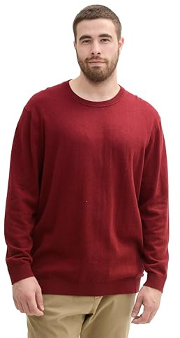 TOM TAILOR Herren 1044796 Plussize Basic Strickpullover mit Kaschmir, 35676-Burgundy Dark Red Melange, 4XL