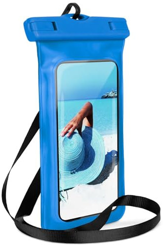 ONEFLOW Beach Bag für Samsung Galaxy Z Flip 5 wasserdichte Hülle mit Touch und Kamera Fenster, Unterwasser Handyhülle zum Reisen, Schwimmen mit Armband und Band zum Umhängen, Blau