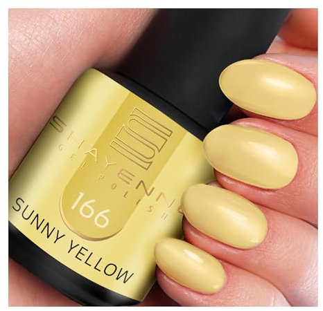 SHAYENNE MADE in GERMANY Shellac Gel Nagellack 15 ml für UV LED Lampe | 166 Sunny Yellow Gelb | Gel Nail Polish for UV Nail Lamp | LED Nagel Lack Gellack Nagelgel