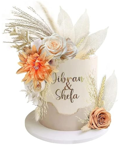 Birthday Cake Toppers - Boho Cake Decorations for Wedding Party Decoration and Cake Decoration (Rose)