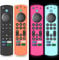 4Pack Silicone Remote Case Cover for Firestick 4K Max (2nd)/Insignia/Pioneer/Omni (QLED) Series Alexa Voice Remote Enhanced w/Lanyard, Glow in The Dark (Black+Sky Blue+Orange+Glow Rose Red)