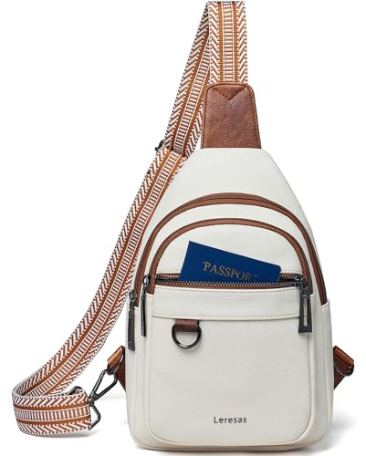 Leresas 7L Schultertasche für Damen und Herren, veganes Leder, Umhängetasche, Bauchtasche, Geldbörse, Rucksack, über Schultertasche, Reisen, Anti-Diebstahl, 5-beige, Lässige Reisetasche