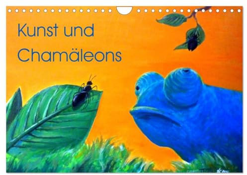 Kunst und Chamäleons (Wandkalender 2025 DIN A4 quer), CALVENDO Monatskalender: Acrylbilder