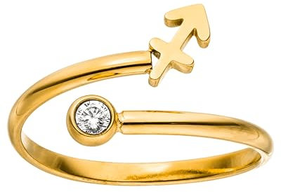 Purelei® Sternzeichen Ring Schütze (Gold) – Wasserfester Damenring aus langlebigem Edelstahl – Verstellbare Ringe von Größe 60 bis 66 – Modeschmuck für deinen individuellen Look