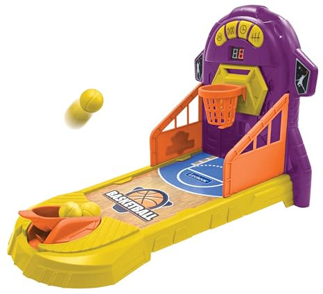 Lexibook, Juego electrónico de Baloncesto, Efectos de luz y Sonido, Panel móvil, 3 Niveles de dificultad, 1 a 4 Jugadores, Color Morado/Amarillo (JG910)