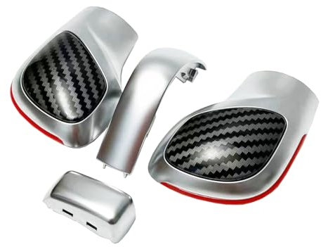 Schaltknauf-Abdeckung aus Karbonfaser mit Chromteilen (4 Stück) für VW Golf 6 Golf 7 R GTI Passat B7 B8 CC R20 Jetta MK6 GLI