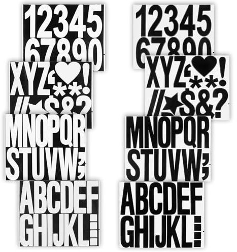 Capital Letter Stickers and Number Sticker 4 Inch Vinyl Letters-Stickers Self Adhesive Large 10 cm Vinyl Decal Letters White Letters Black Letter-Sticker for DIY Craft Scrapbook 8 Pcs