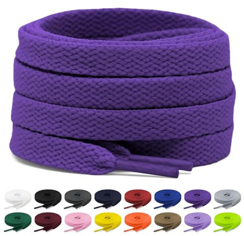 Shecret 2 Paar Flache Schnürsenkel, 8mm Breite Schnürsenkel, Flache Schnürsenkel Ersatz Reißfeste Schuhbänder für Turnschuhe, Laufen, Erwachsene, Kinder, Polyester (Lila, 100 cm - 2 Paar)