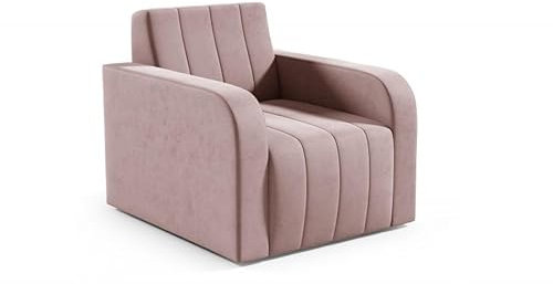 LIKMA Fauteuil Otto Rose Poudré Velours 78 x 85 x 85 cm, Fauteuil Salon Moderne avec Accoudoirs, Chaise Relax Chambre, Entièrement Assemblé, Tissu Jasmine 61