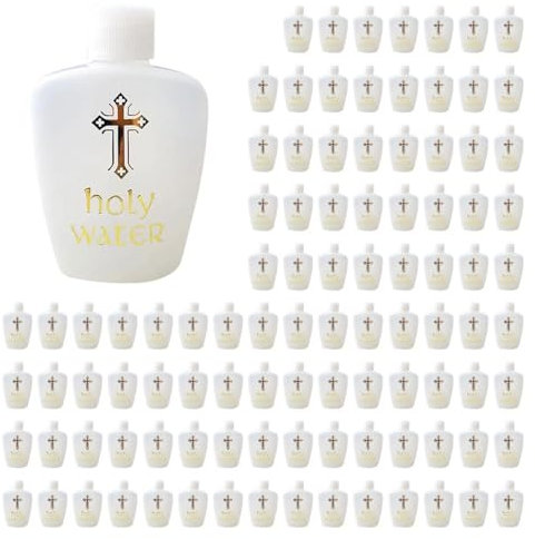 Rtyweth Juego de 100 botellas de agua bendita vacías, botellas de agua bendita de 60 ml, botellas recargables de Plas para iglesia, agua bendita