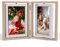 Czemo Holz Bilderrahmen für 4 Fotos 10x15cm Faltbar Bilderrahmen Collage Vintage Bilderrahmen Doppel Foto Rahmen Drehbarer für hochzeit Familie, Hellbeige