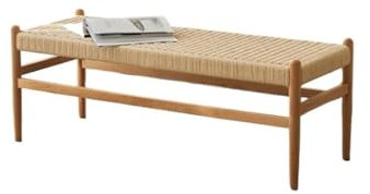 Panca Fine Letto Sgabello da letto moderno e semplice in legno massello intrecciato con corda, for camera da letto, sgabello for divano di lusso leggero, panca for scarpe lunghe Panca Contenitore per