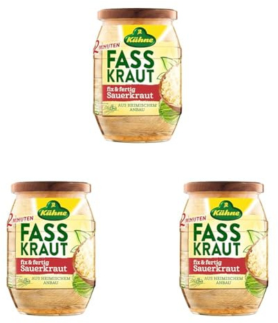 Kühne Fasskraut 2 Minuten Fix und Fertig Sauerkraut, 425ml (Packung mit 3)