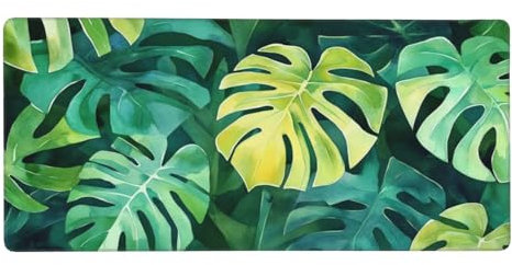 Tapis de Souris Vert XXL 600x400x3 mm, Feuille Tapis de Souris Gamer, Grand Tapis de Souris avec Bords Cousus, Surface Lisse et Base en Caoutchouc Anti-dérapant, pour Accessoire Bureau Maison-LG1033