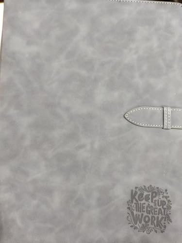 Porte-documents en cuir, organiseur de documents juridiques pour entretiens, porte-bloc, porte-cartes, 2 blocs d'écriture au format lettre inclus (gris)