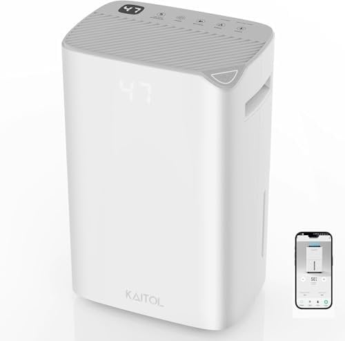 KAITOL Luftentfeuchter 25L/24H, Raumgröße ca.240m³(80m²), APP-fähig, Raumentfeuchter mit Digitalanzeige, Timer, Entfeuchten,Trocknen, Schlafmodus, Auftauen, Luftreinigung, Ablaufschlauch