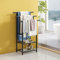 FOUBAM Toallero, toallero, escalera de pie con 3 barras de toallas, toallero de metal con 2 estantes, para toallas de baño, mantas, ahorro de espacio, estable, estilo industrial, negro