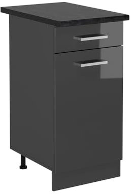 Vicco Mueble bajo de Cocina R-Line, Antracita Alto Brillo, 40 cm, ET Antracita