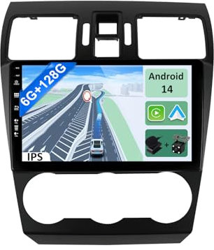 YUNTX [6GB+128GB] Android 14 Autoradio für Subaru Forester/XV/WRX 2012-2014-[Integriertes CarPlay/Android Auto/DSP/GPS]-9 Zoll IPS Screen-DAB/Mirror Link/Bluetooth 5.0/AHD/360 Kamera