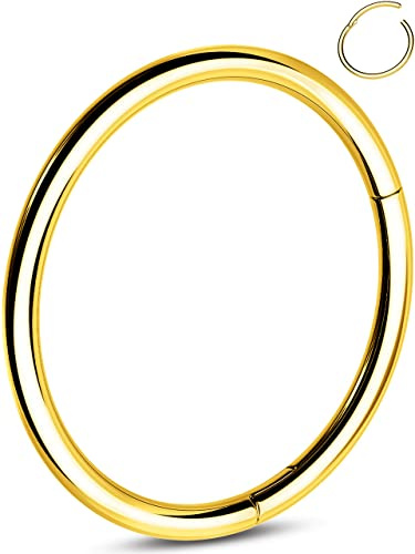 OUFER 20G Gold Nasenring Edelstahl 316L Nase Hoop Scharniert Segment Nase Piercing Knorpel Helix Tragus Conch Ohrring Piercing Schmuck für Frauen 5-12 mm