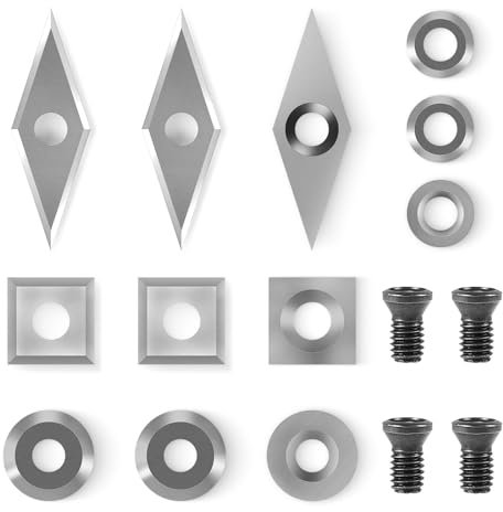 SWAWIS 12 Stück Wendeschneidplatten Set Hartmetall, Drehmeißel Drechselwerkzeuge für Holz Drehmaschinen, Wendeplatten Wendemesser für Holzdrehwerkzeuge Trennschleifen Finishen