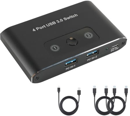 Nicear USB Schalter Umschalter 2 Computer 4 USB 3.0 Port KVM Schalter Box Für Maus Tastatur Scanner Drucker