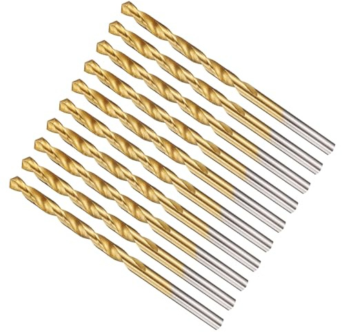 METALLIXITY 4mm Drill Bit (5/32) 4241 High-Speed Steel TiN 118° 10Pcs | Straight Shank Titanium Nitride (TiN) Coated 118° for Wood Plastic Iron Copper Aluminum Low Soft Metal