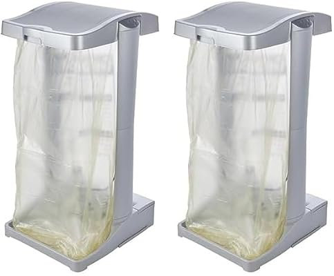 keeeper Supporto per Sacchi della Spazzatura con Scomparto Integrato, 60-120 L, Ole, Grigio (Argento/Antracite) (Confezione da 2)