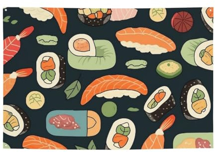 Sushi-Essen-Muster-Banner, Party-Dekor, Hintergrund, Flagge, Geburtstagsparty, Fotografie, Hintergrund, Dekoration, Banner und Schilder, Wanddekoration, Banner, Partyzubehör, Gastgeschenke, 180 x 129