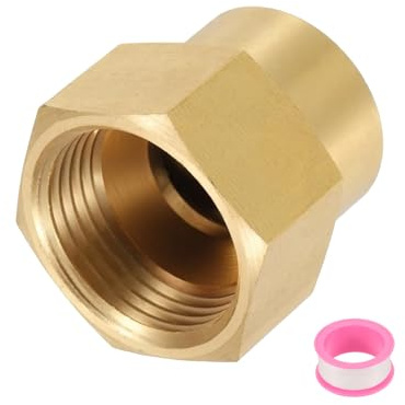 QUARKZMAN Messingrohrverschraubung, 1/2G-Weiblich x 3/4NPT-Weiblich Messing Sechskantnippel Rohrverschraubung Verbinder, 1/2 bis 3/4 Weibliche Rohrverschraubung Adapter, Goldfarben