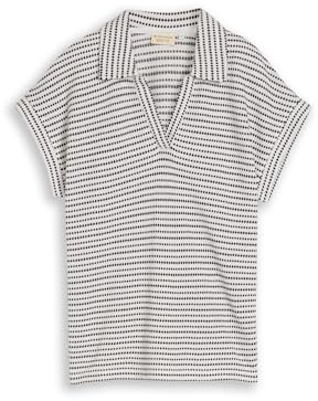 TOM TAILOR Damen 1050458 Loose Fit Jacquard T-Shirt mit Polokragen