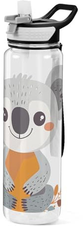 Simpatica borraccia sportiva Koala da 1 l, design a tenuta stagna, in plastica Tritan senza BPA, per scuola, ufficio, palestra, ciclismo