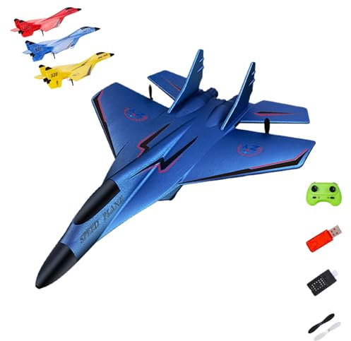 ZY 320 Pro RC Plane,2025 New Remote Control Gliders Airplane, 2.4GHz RC Fighter Jet Plane Model,Aerodynamic Design for Smooth Flight,Anti-Collision Silicone Nose Remote Control Planes (blue)