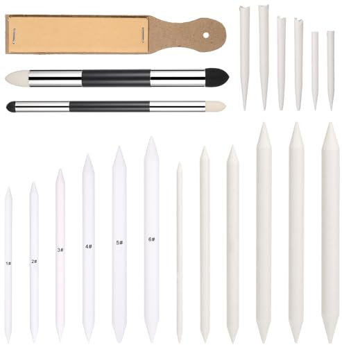 Ptwola 21 Stück Papierwischer Set Doppelköpfe Papierwischers Bleistift Papierwischer Bleistife zum Zeichnen Blending Stümpfe Radiergummi Stift Skizze Für Abwischen Korrigieren Kunst Zeichnen Künstler