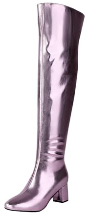 stivali elasticizzati sopra ginocchio Stivali Donna Invernali Stivaletto Alti Sopra il Ginocchio per Donna Stivaletto Invernali Eleganti a Punta con Tacco Basso stivaletti con tacco e plateau rosa 38