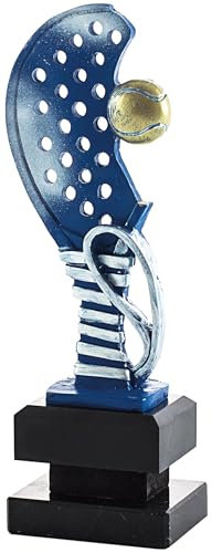 PALLART 7445 – 3 Trophäe Sport mit Design P Padel cforwardslashcorrea Schläger und Ball 24 cm, blau, Einheitsgröße