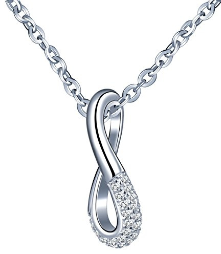 Unendlich U Elegant Unendlichkeit Symbol Zahlen 8 Damen Halskette 925 Sterling Silber Zirkonia Anhänger Verstellbare Kette, Silber