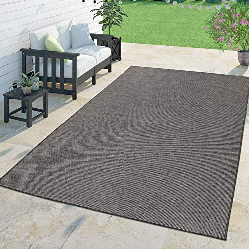 TT Home Moderner Outdoor Teppich Wetterfest Für Innen- Und Außenbereich Meliert In Grau, Größe:140x200 cm